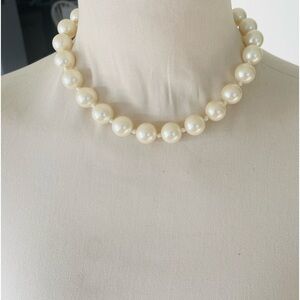 Faux White Pearl Necklace Hand Knotted